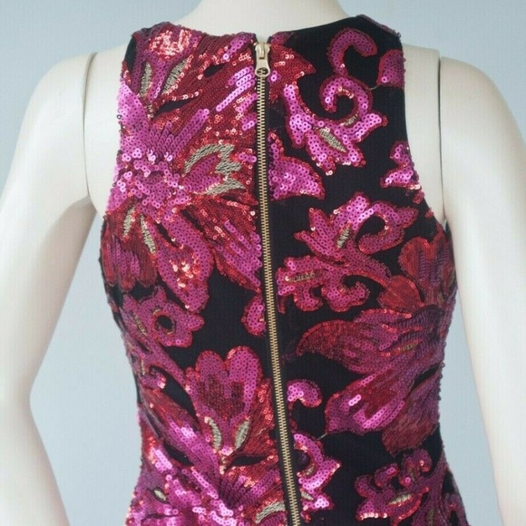 CACHE Black Pink Sequin High Neck Cocktail Dress - Picture 9 of 10